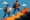 Illustration of a Chinese and Indonesian university student climbing colorful steps under a blue sky, symbolizing educational progress, modern minimalist Gen Z style.