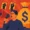 A bold and minimalistic Gen Z style illustration showing a young man with a megaphone shouting towards posters of raised fists, while a large money bag and stacks of coins stand beside him, symbolizing propaganda used to generate profit.