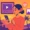 A modern minimalist digital illustration of a young Balinese woman using a smartphone, surrounded by floating tech icons, with palm trees and a Balinese temple silhouette in the background at sunset.