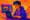 A vibrant modern illustration of a young website developer working on a laptop surrounded by colorful glowing digital effects and futuristic UI elements, representing creativity and technology in Gen Z minimalist style, 16:9 ratio, no outlines, eye-catching colors.